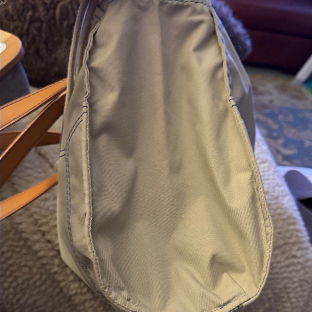 Lacoste Light Beige Nylon Tote with Brown Leather Handles - Picture 13 of 16